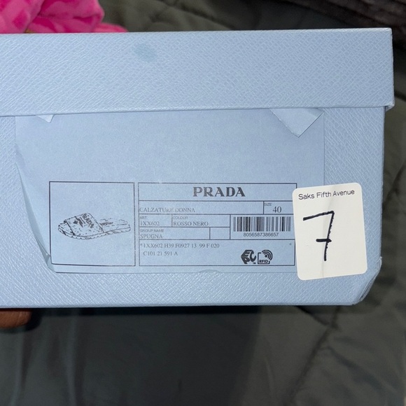 Prada Red Fuzzy Slide Sandals - Picture 6 of 7